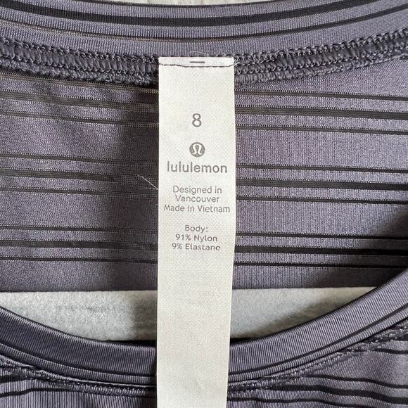 Lululemon Tie Your Practice Top Women's 8 Gray Moonwalk Stripe Activewear Gym - Picture 6 of 6